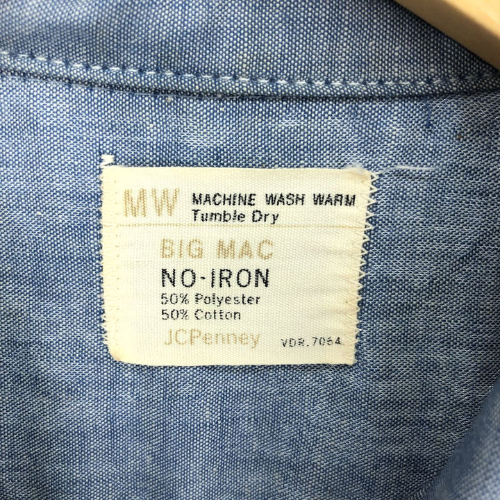 70'S JCPenney BIG MAC Backpainted Short Sleeve Work Shirt Men's XL Vintage /eaa448607