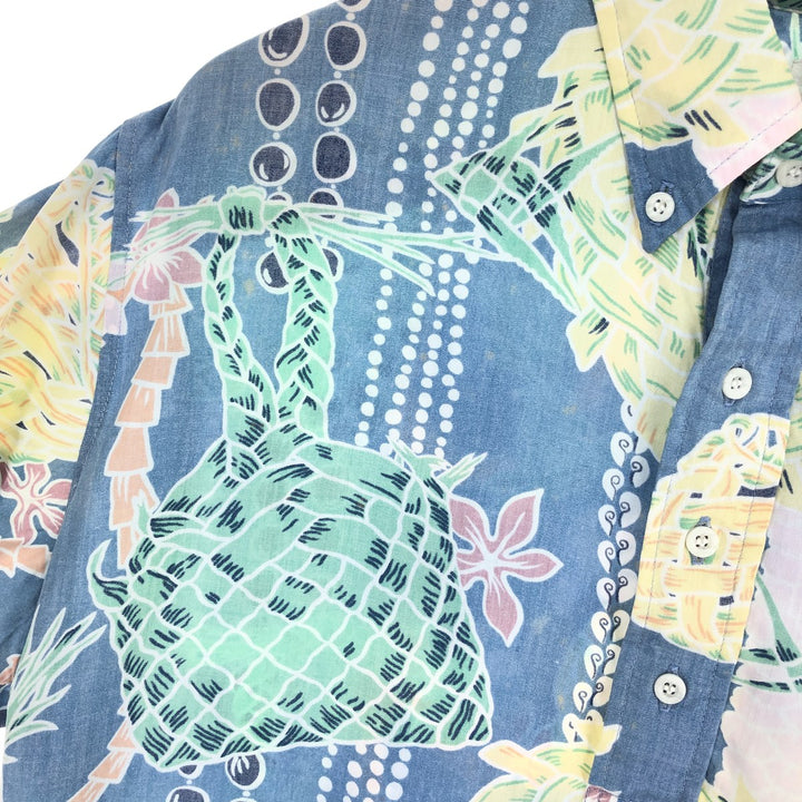 80'S Reyn Spooner Gold Tag Nude Tag All-Over Print Pullover Button-Down Rayon Hawaiian Aloha Shirt Men's L /eaa448637