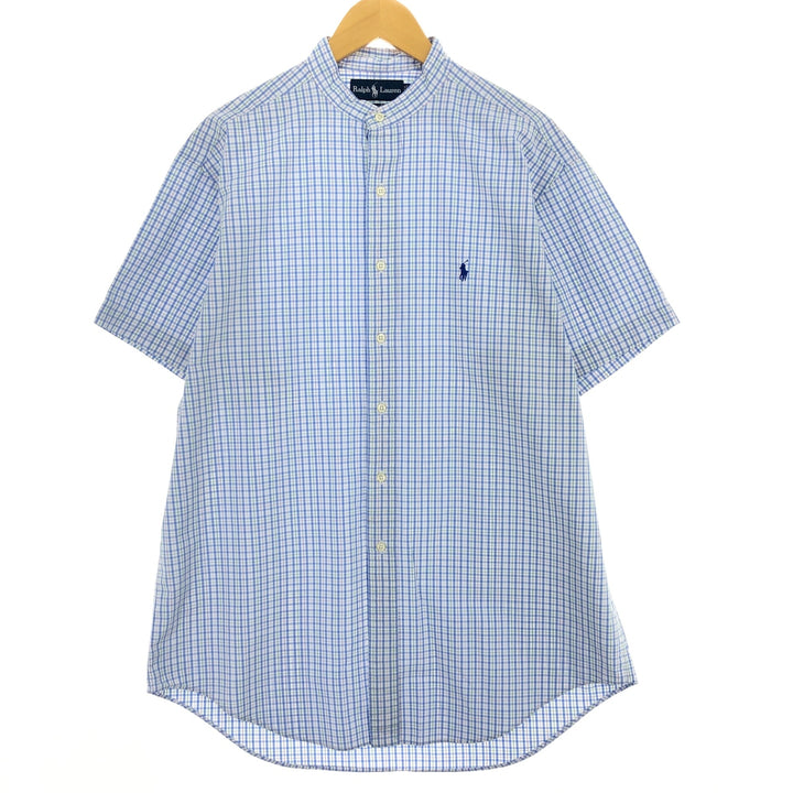 Ralph Lauren CLASSIC FIT Classic Fit Stand Collar Short Sleeve Check Shirt Men's XL /eaa448644