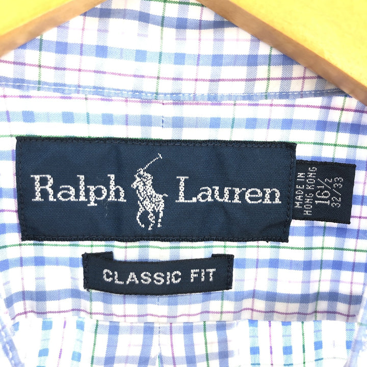 Ralph Lauren CLASSIC FIT Classic Fit Stand Collar Short Sleeve Check Shirt Men's XL /eaa448644