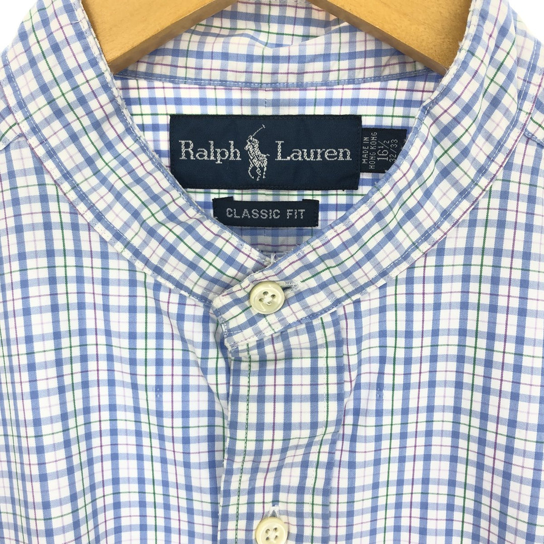 Ralph Lauren CLASSIC FIT Classic Fit Stand Collar Short Sleeve Check Shirt Men's XL /eaa448644