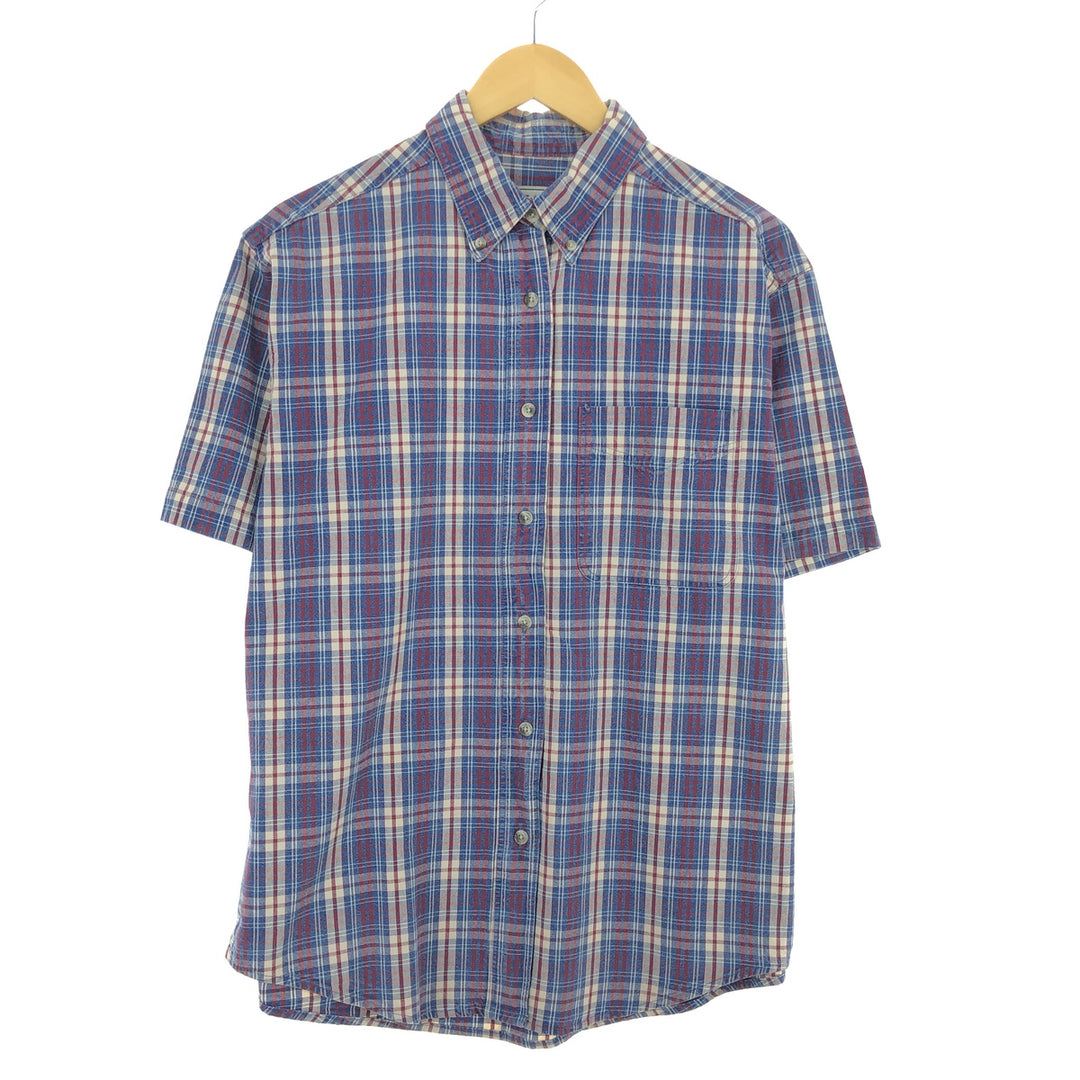 80'S LLBean Button-down short-sleeve cotton check shirt, women's L, vintage /eaa448684