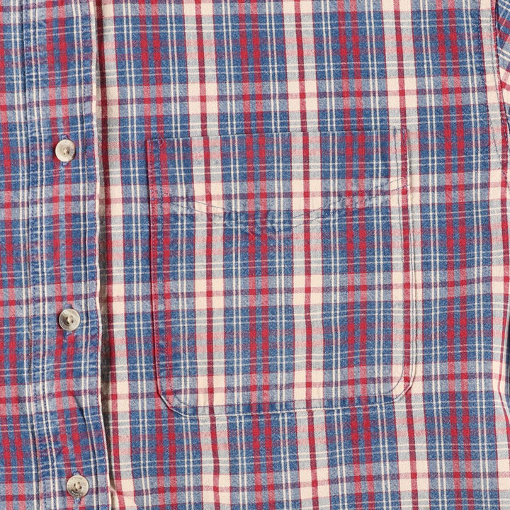 80'S LLBean Button-down short-sleeve cotton check shirt, women's L, vintage /eaa448684