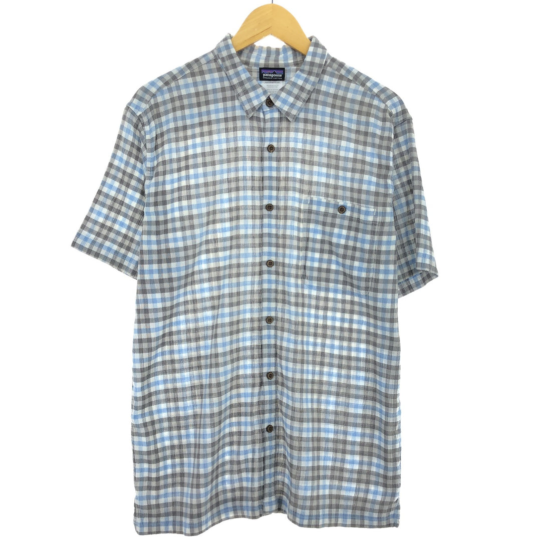 Patagonia Organic Cotton 52921SP15 Willow Crepe Short Sleeve Cotton Check Shirt Men's L /eaa448698