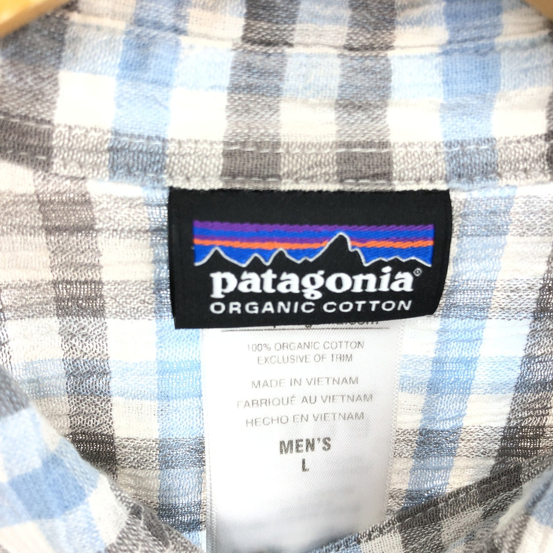 Patagonia Organic Cotton 52921SP15 Willow Crepe Short Sleeve Cotton Check Shirt Men's L /eaa448698