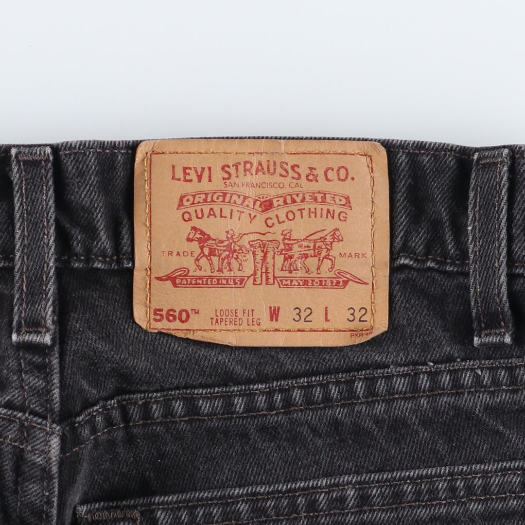 90'S Levi's 560 LOOSE FIT TAPERED LEG Black Denim Tapered Denim Pants Made in USA Men's w32 /eaa448764