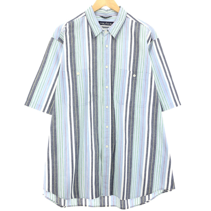 90'S NAUTICA Multi-stripe short sleeve striped shirt Men's XL Vintage /eaa448822