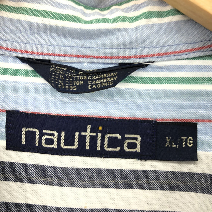 90'S NAUTICA Multi-stripe short sleeve striped shirt Men's XL Vintage /eaa448822