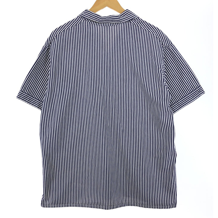 Stripe Pattern Short Sleeve Open Collar Cotton Shirt Men's XL /eaa448847