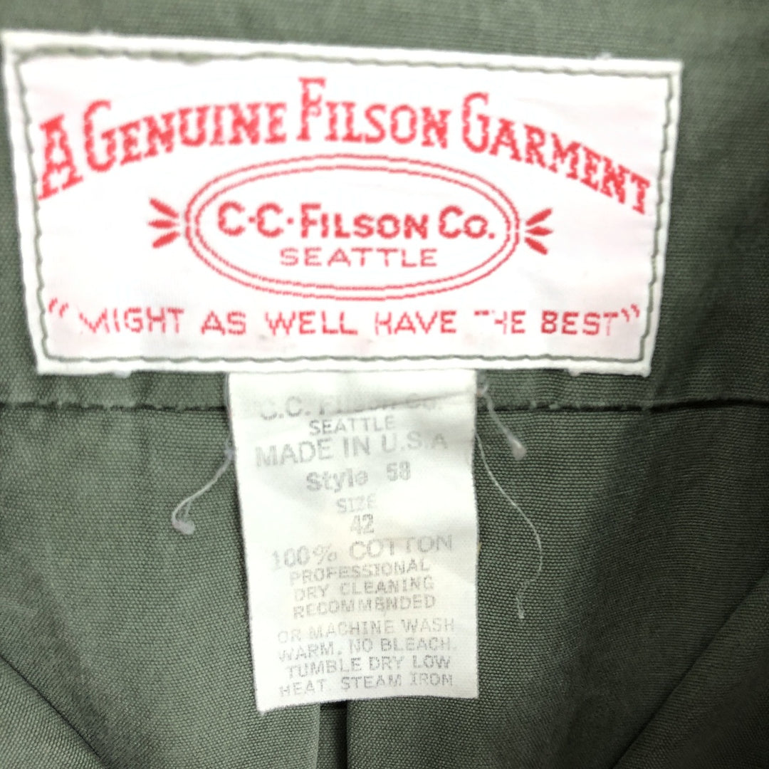 Filson FILSON Stand Collar Short Sleeve Hunting Shirt Made in USA Men's L /eaa448856