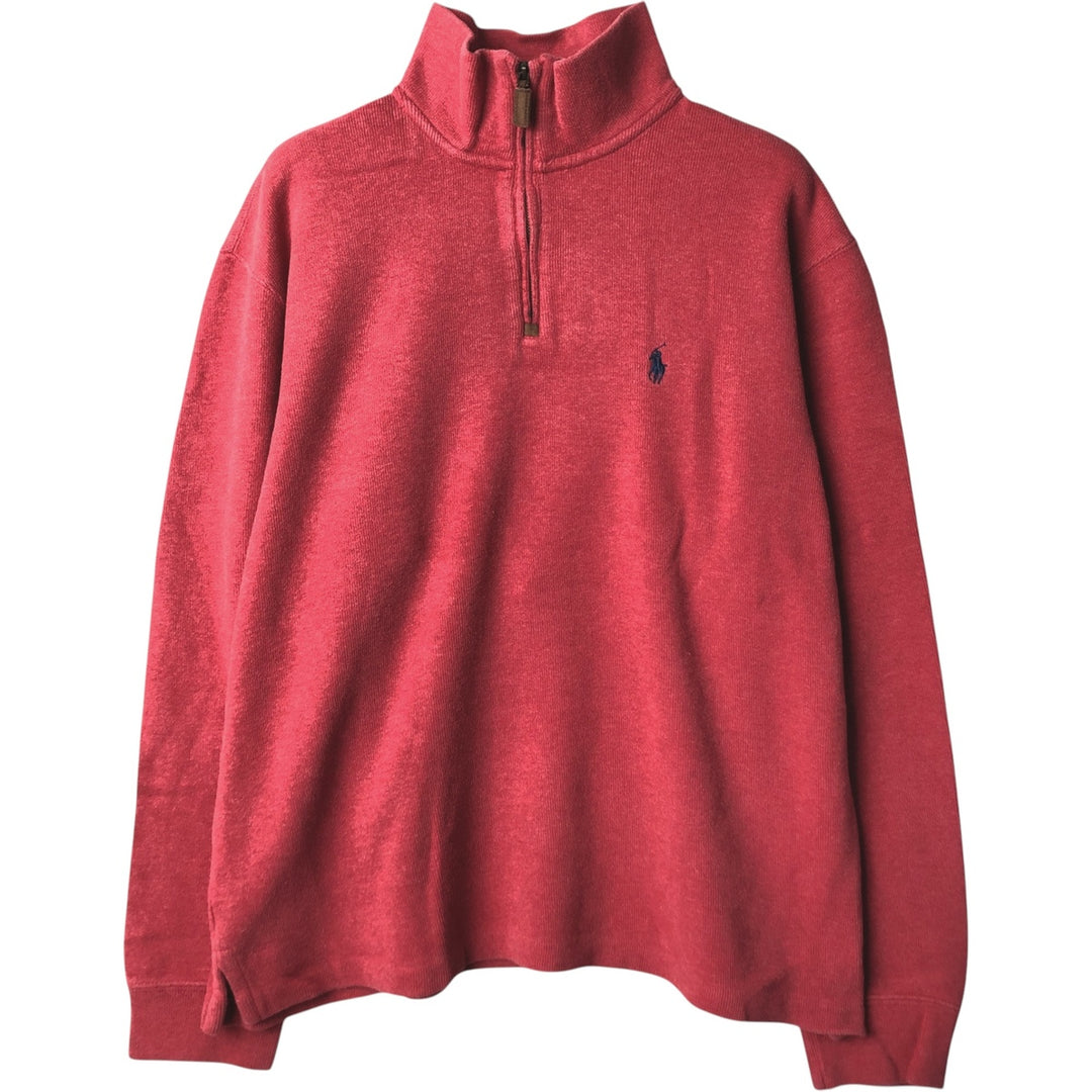 Ralph Lauren POLO RALPH LAUREN Half-zip sweatshirt, sweatshirt, men's size L cotton red type Vintage Second Hand