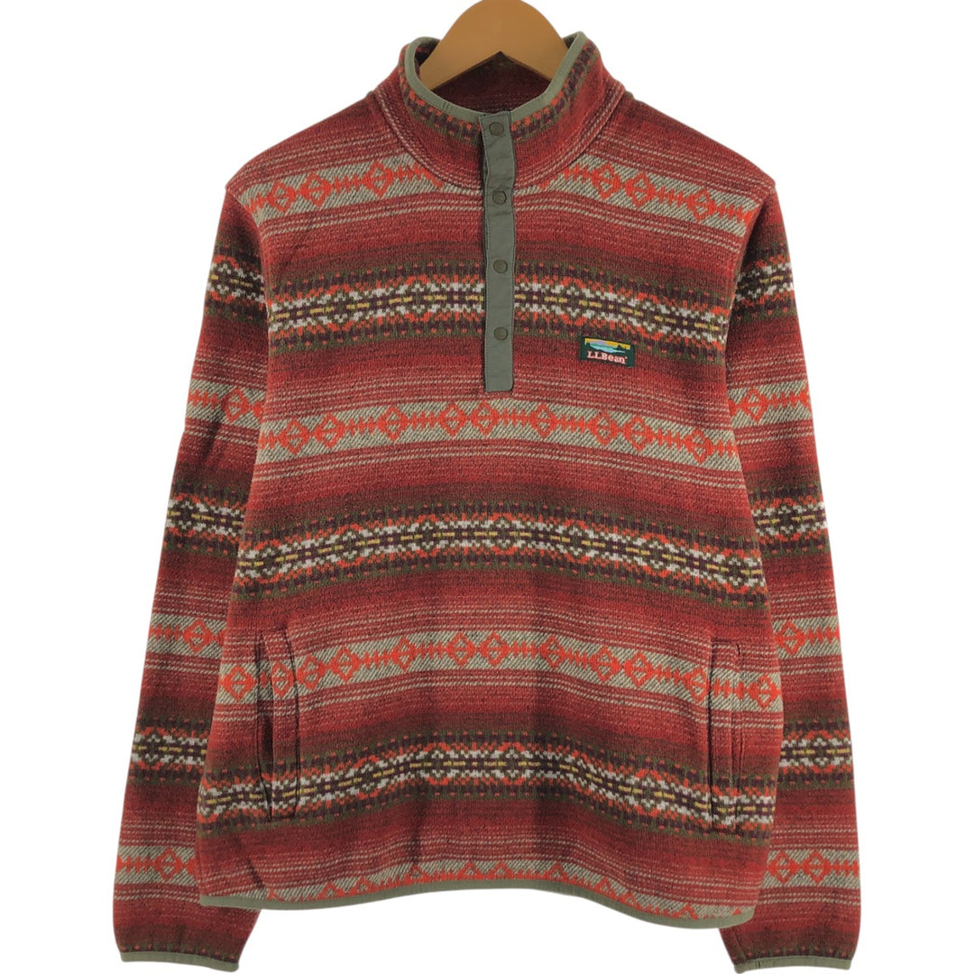 LLBean SLIGHTLY FITTED All-over Native Pattern Half-Snap Fleece Pullover Men's L size /eaa449047