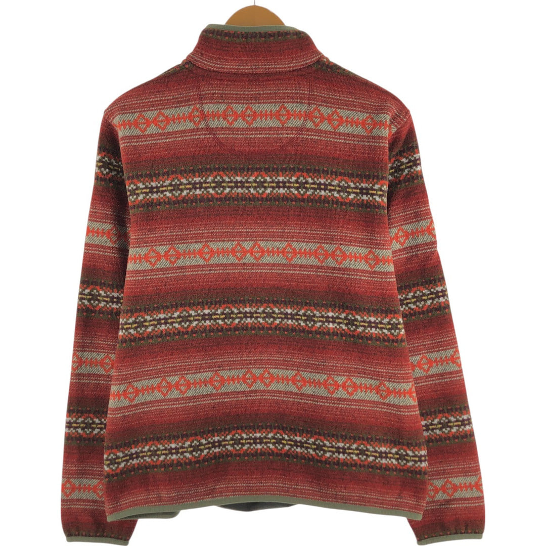 LLBean SLIGHTLY FITTED All-over Native Pattern Half-Snap Fleece Pullover Men's L size /eaa449047