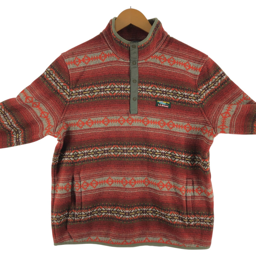 LLBean SLIGHTLY FITTED All-over Native Pattern Half-Snap Fleece Pullover Men's L size /eaa449047