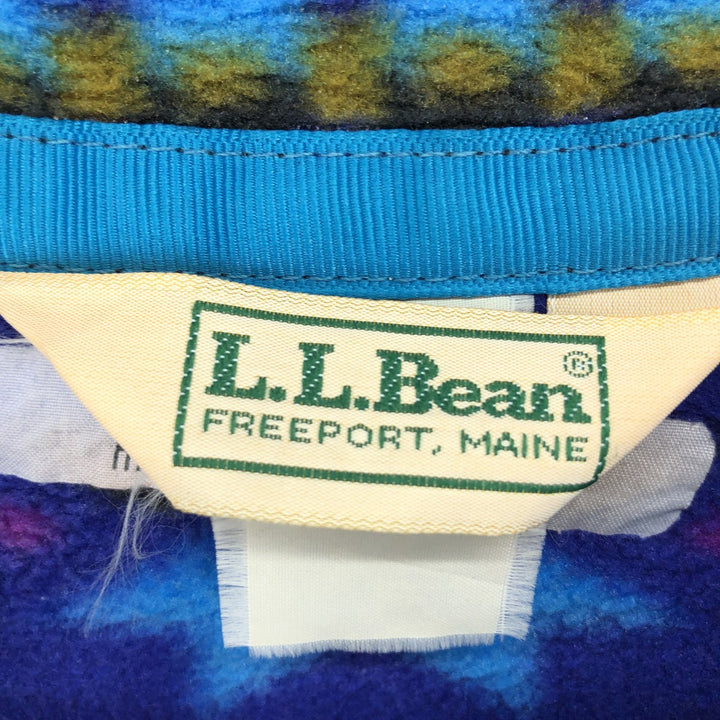 80s~90'S LLBean All-over Snow Pattern Half-snap Fleece Pullover Men's XL Vintage /eaa449048