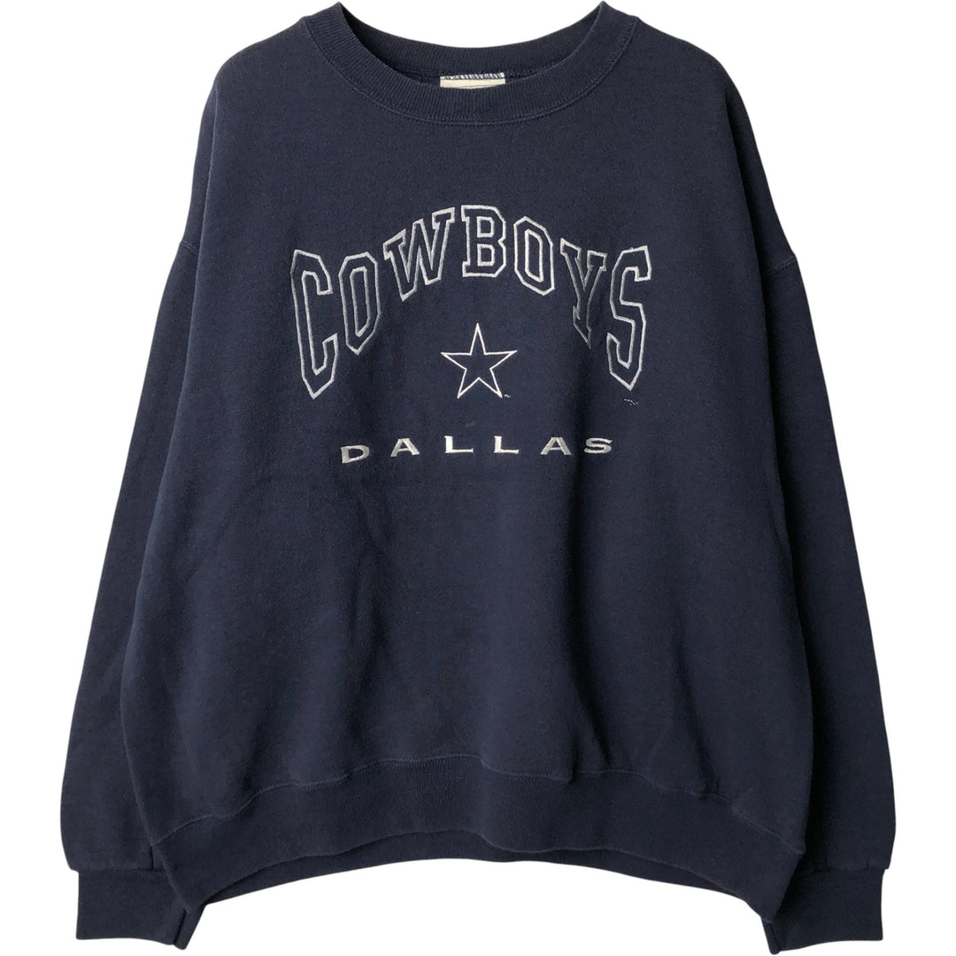 90'S Lee SPORT NFL DALLAS COWBOYS Dallas Cowboys sweatshirt, Made in USA, Men's Size L cotton navy blue type Vintage Second Hand