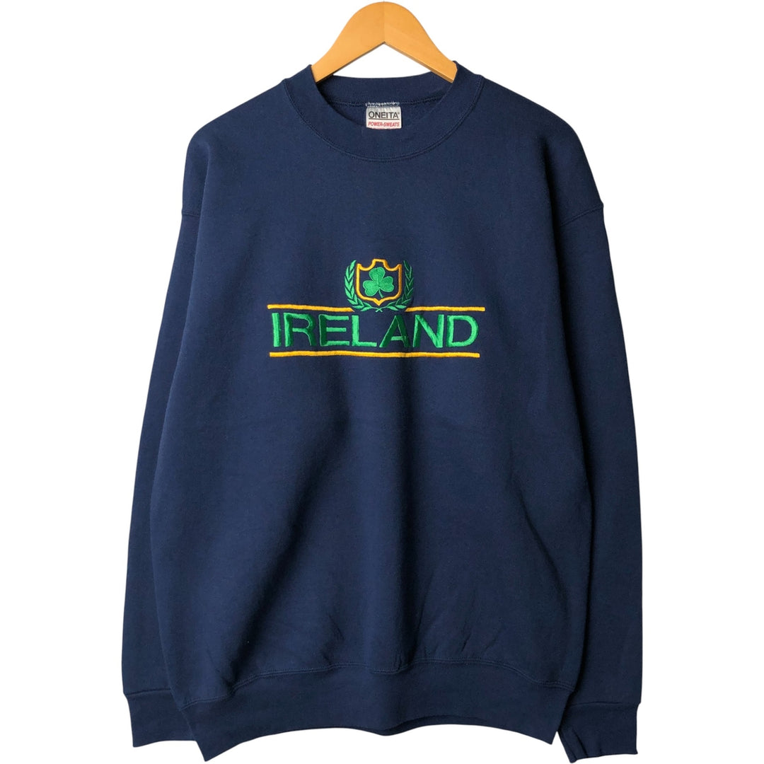 90'S ONEITA Sweatshirt, Made in USA, Men's Size XL, Vintage cotton navy blue type Vintage Second Hand