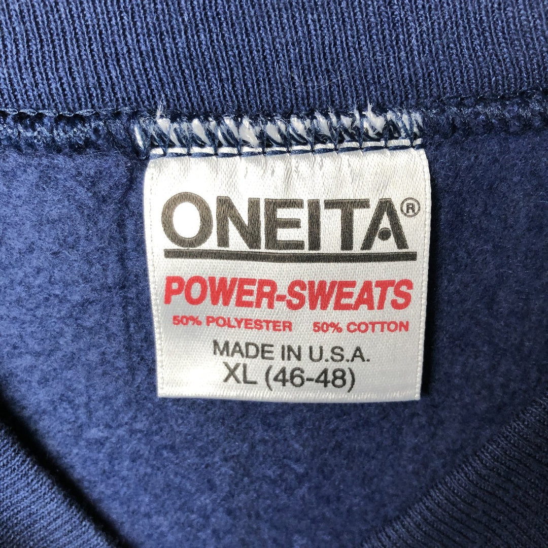 90'S ONEITA Sweatshirt, Made in USA, Men's Size XL, Vintage cotton navy blue type Vintage Second Hand