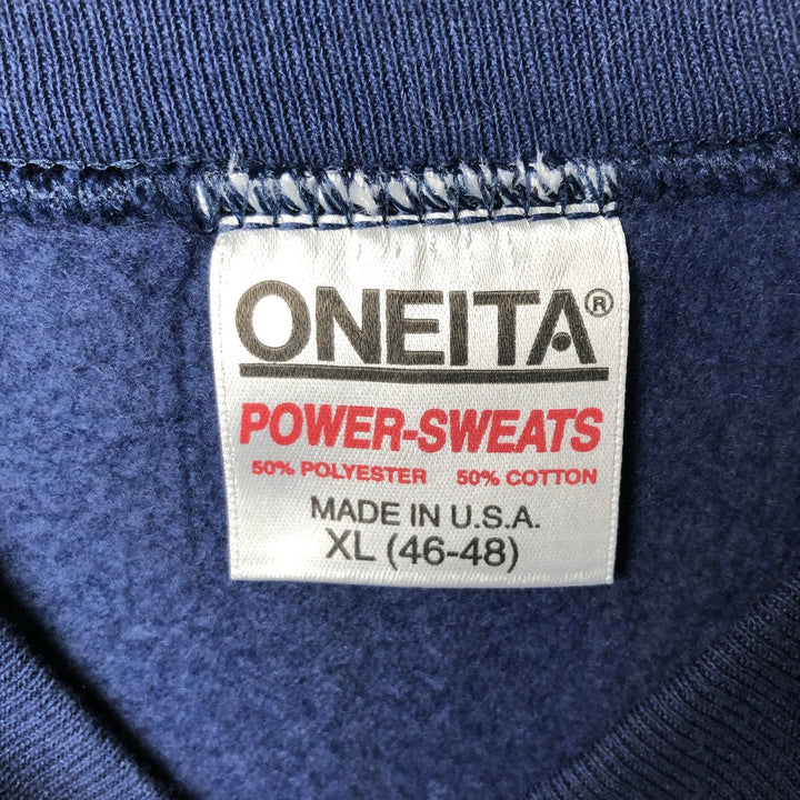 90'S ONEITA Sweatshirt, Made in USA, Men's Size XL, Vintage cotton navy blue type Vintage Second Hand