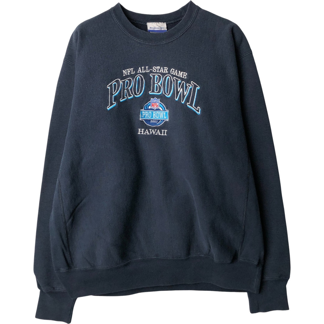 2000'S Reebok NFL PRO BOWL sweatshirt, Made in USA, Men's Size L cotton navy blue type Vintage Second Hand