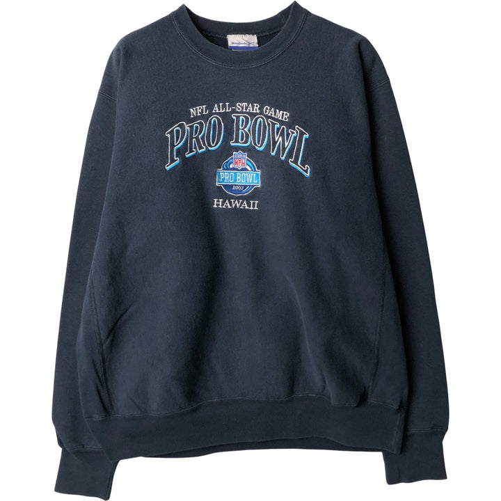 2000'S Reebok NFL PRO BOWL sweatshirt, Made in USA, Men's Size L cotton navy blue type Vintage Second Hand