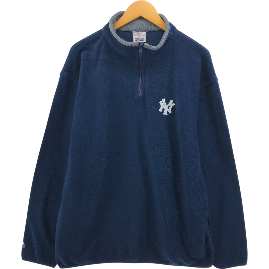 90s-00'S Majestic New York Yankees Half-Zip Fleece Pullover, Men's XL unclear navy blue type Vintage Second Hand