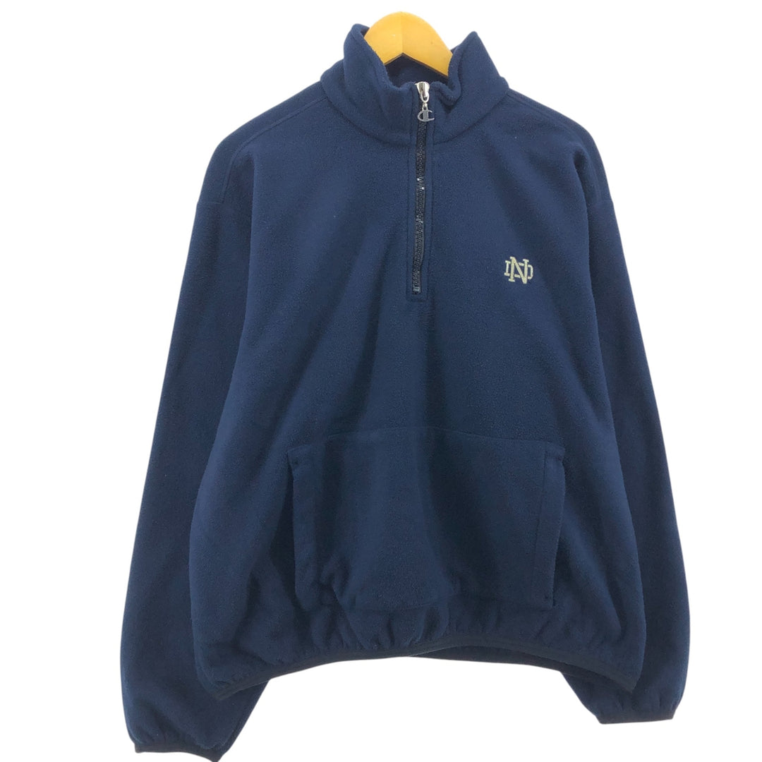 00s~ Champion Authentic Notre Dame University College Half Zip Fleece Pullover Men's L size / eaa449208