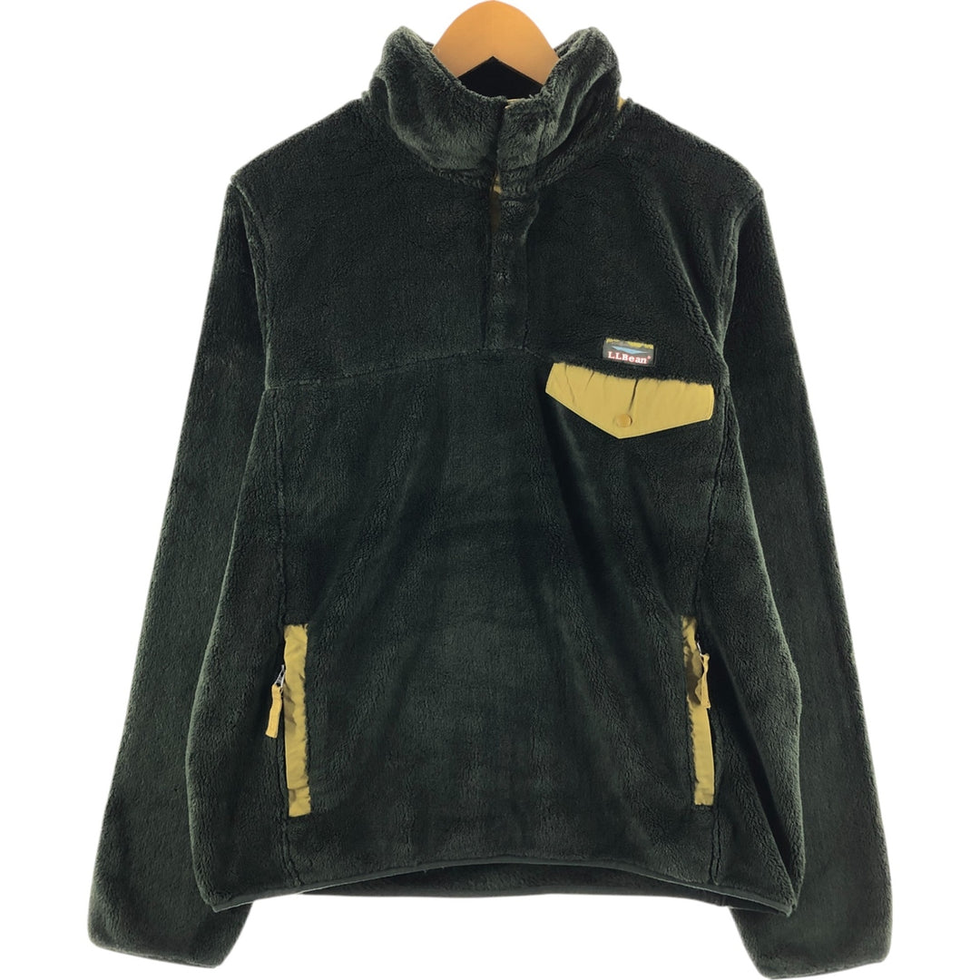 LLBean Half Snap Fleece Pullover, Men's Size Medium polyester Green type dark green Vintage Second Hand
