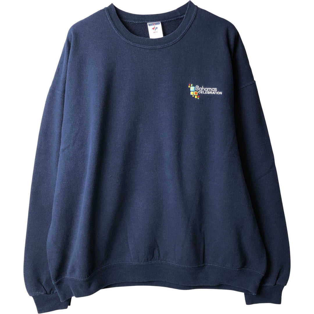 Vintage 90s-00'S Jerzees sweatshirt, men's size XL cotton navy blue type Vintage Second Hand