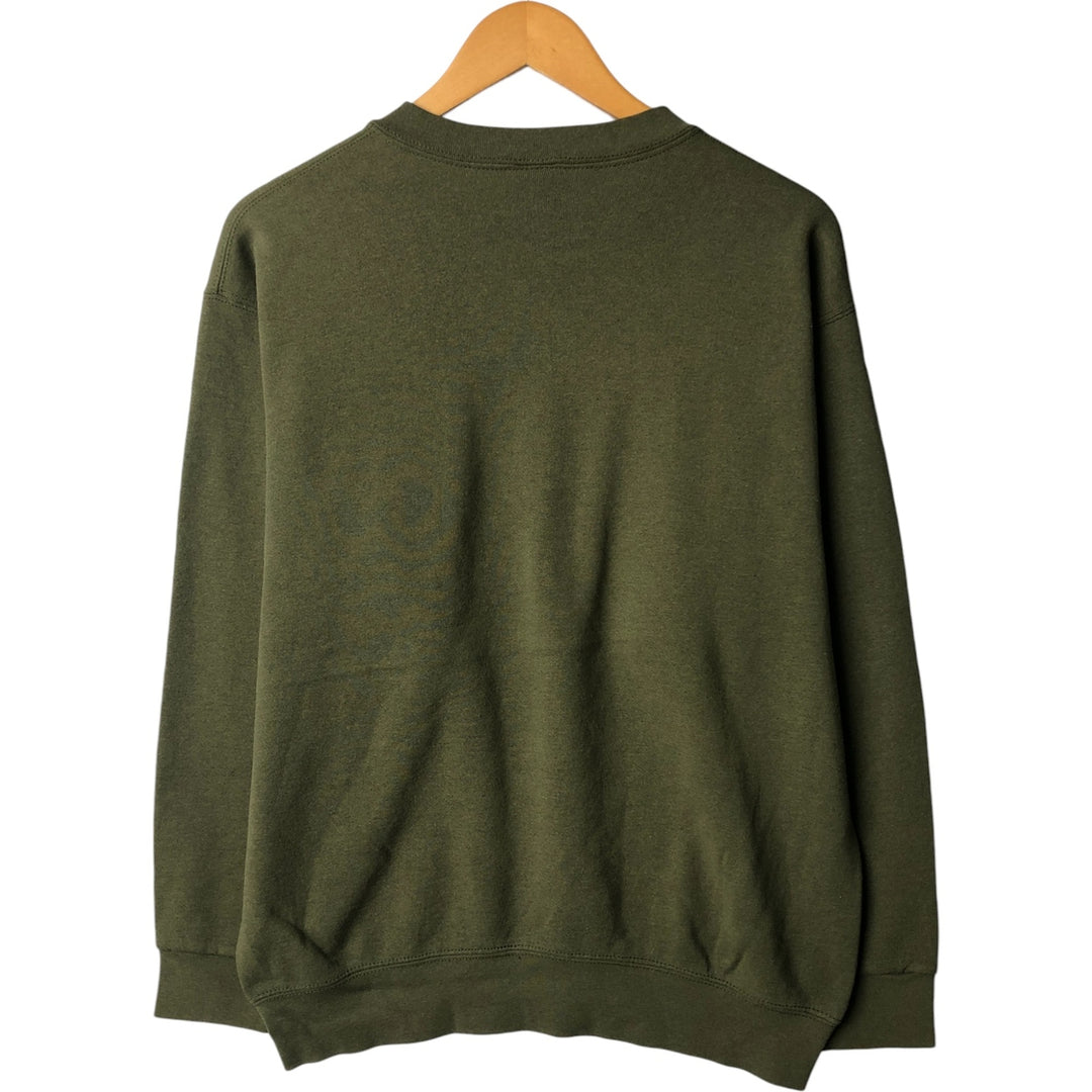 USMC United States Marine Corps Printed Sweatshirt, Made in USA, Men's Size Medium cotton Khaki type Vintage Second Hand