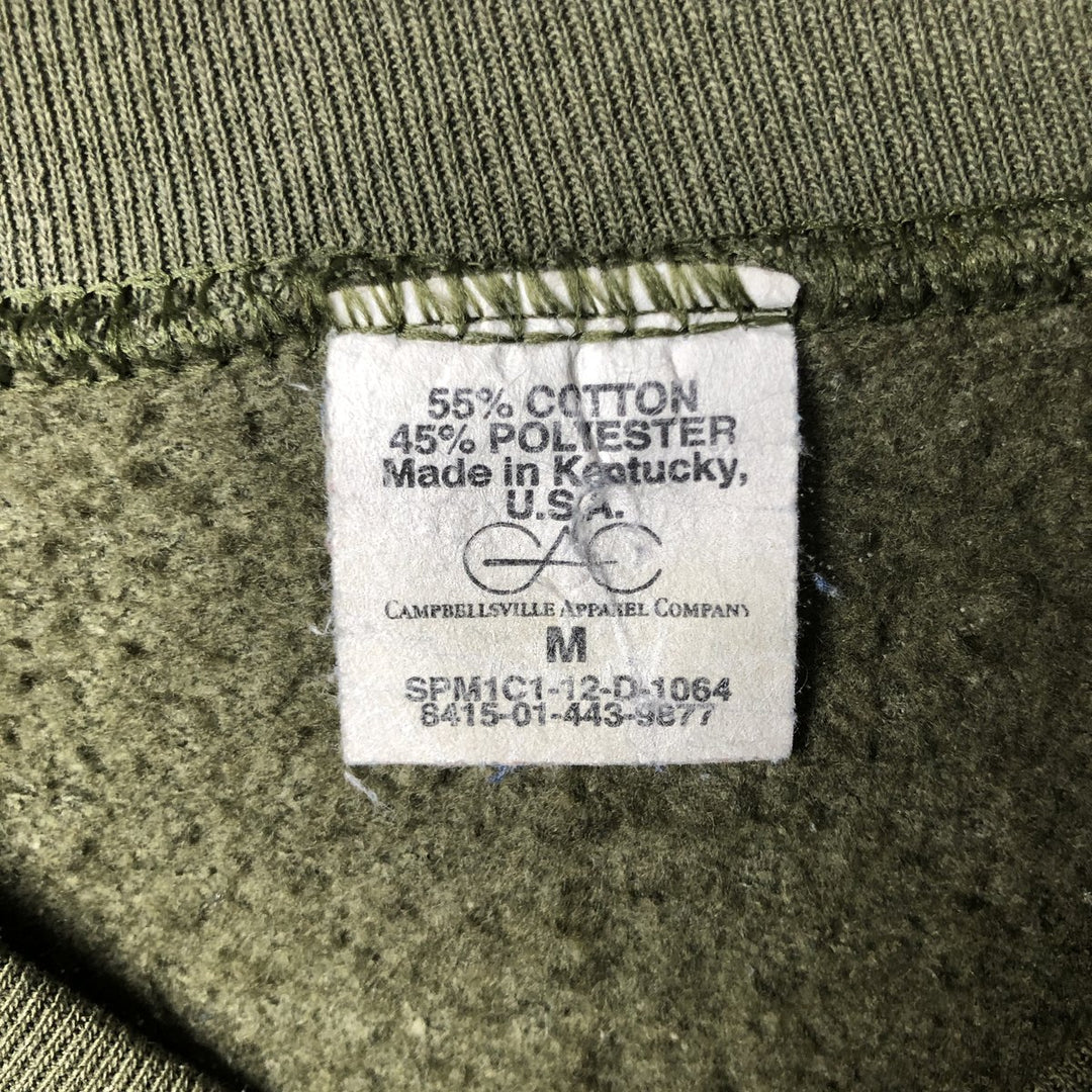 USMC United States Marine Corps Printed Sweatshirt, Made in USA, Men's Size Medium cotton Khaki type Vintage Second Hand