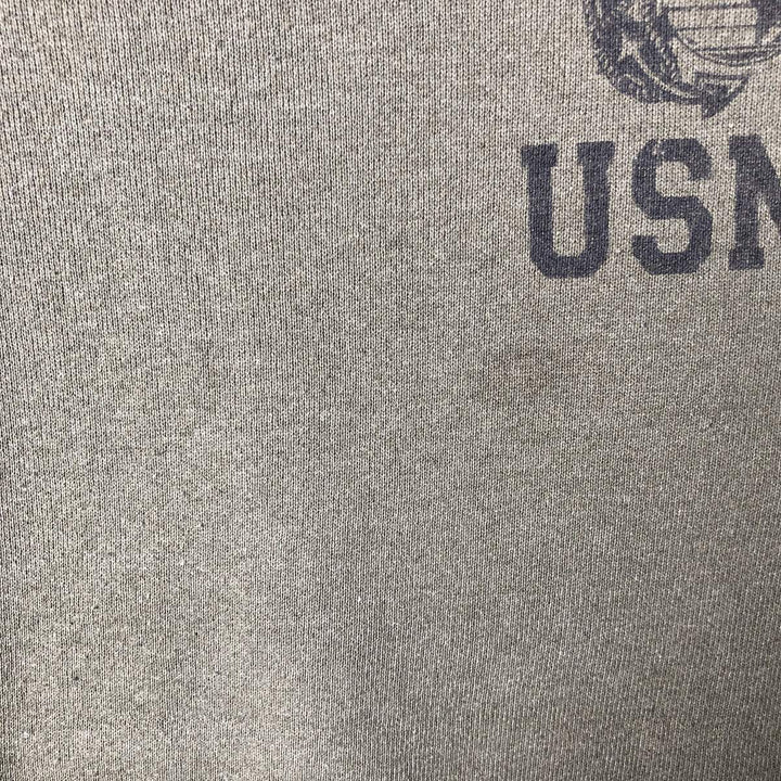 USMC United States Marine Corps Printed Sweatshirt, Made in USA, Men's Size Medium cotton Khaki type Vintage Second Hand