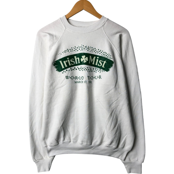 Vintage 90'S Hanes Irish Mist Print Sweatshirt, Made in USA, Men's Size XL cotton white type Vintage Second Hand