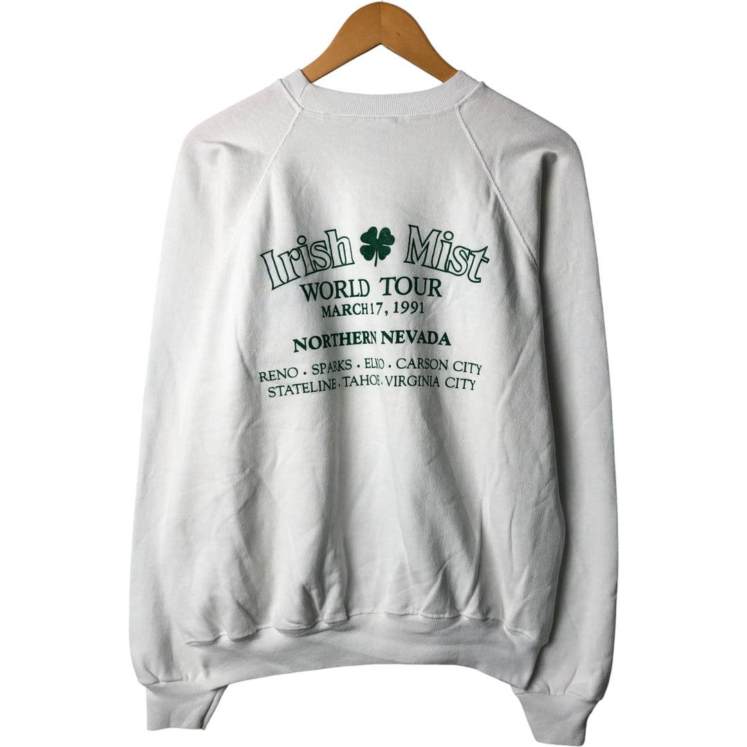 Vintage 90'S Hanes Irish Mist Print Sweatshirt, Made in USA, Men's Size XL cotton white type Vintage Second Hand