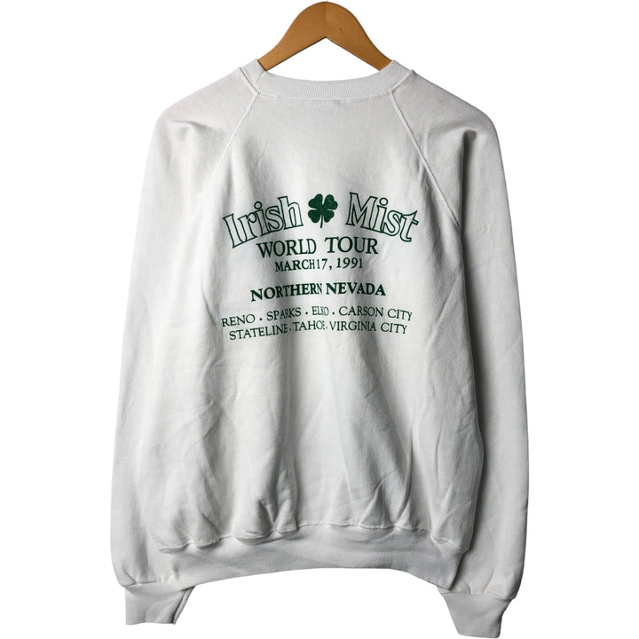 Vintage 90'S Hanes Irish Mist Print Sweatshirt, Made in USA, Men's Size XL cotton white type Vintage Second Hand