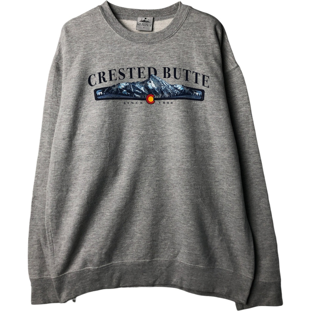 PRAIRIE MOUNTAIN Printed Sweatshirt, Men's Size L cotton gray type Vintage Second Hand