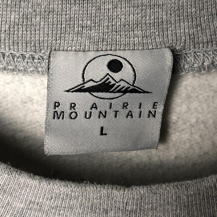 PRAIRIE MOUNTAIN Printed Sweatshirt, Men's Size L cotton gray type Vintage Second Hand
