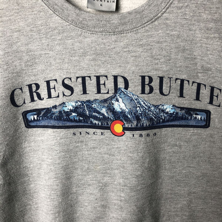 PRAIRIE MOUNTAIN Printed Sweatshirt, Men's Size L cotton gray type Vintage Second Hand