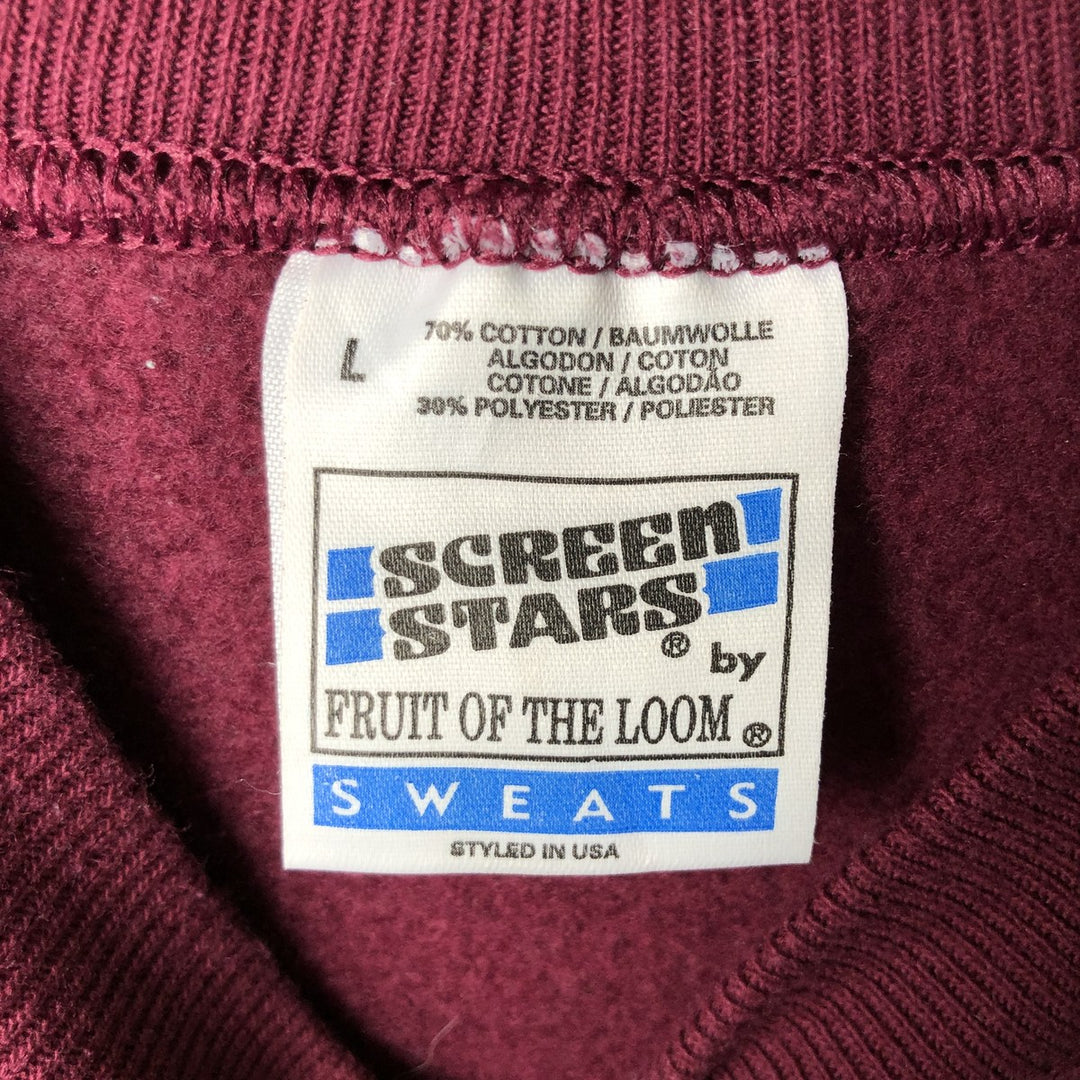 Vintage 90'S SCREEN STARS One-Point Logo Sweatshirt, Made in USA, Men's Size L cotton red type Vintage Second Hand