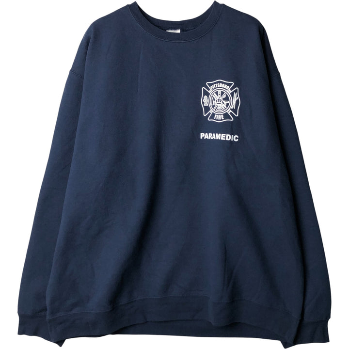 PORT and COMPANY Printed Sweatshirt, Men's XL cotton navy blue type Vintage Second Hand
