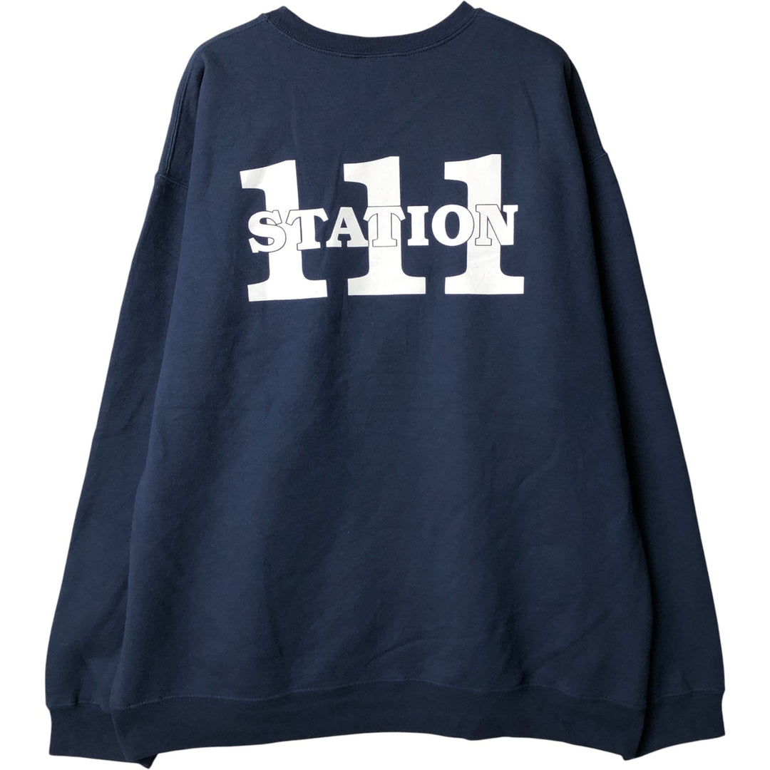 PORT and COMPANY Printed Sweatshirt, Men's XL cotton navy blue type Vintage Second Hand