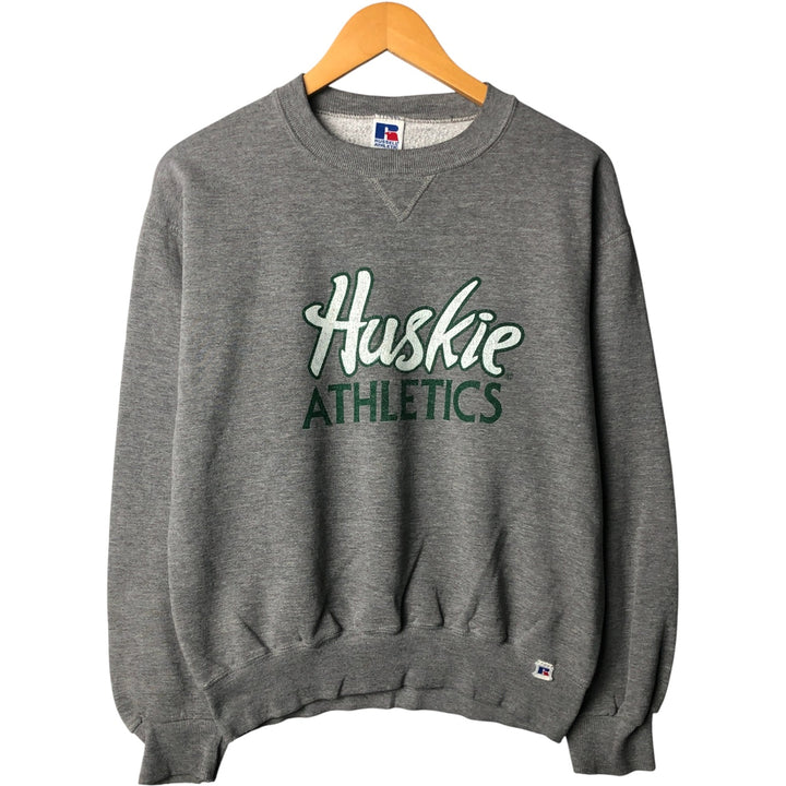 90'S Russell College Sweatshirt, Made in USA, Men's M, Vintage polyester gray type Vintage Second Hand