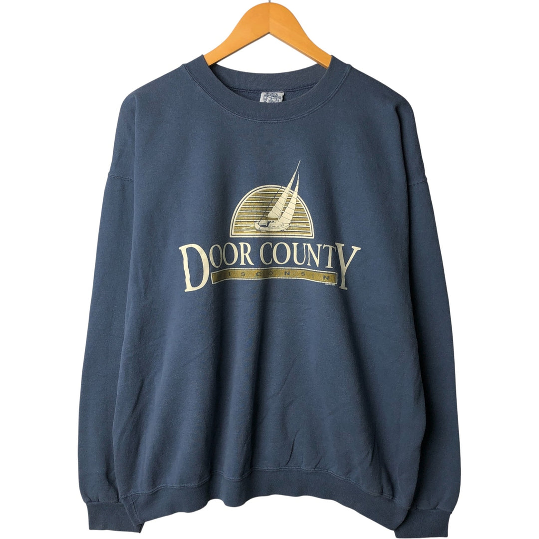 Vintage 90'S EAGLE print sweatshirt, made in the USA, men's size XXL cotton Blue type light blue Vintage Second Hand