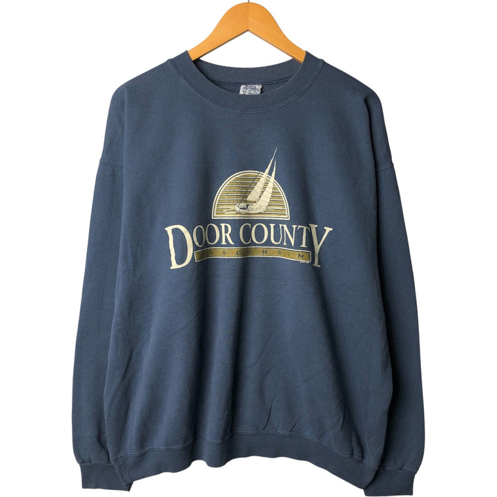 Vintage 90'S EAGLE print sweatshirt, made in the USA, men's size XXL cotton Blue type light blue Vintage Second Hand