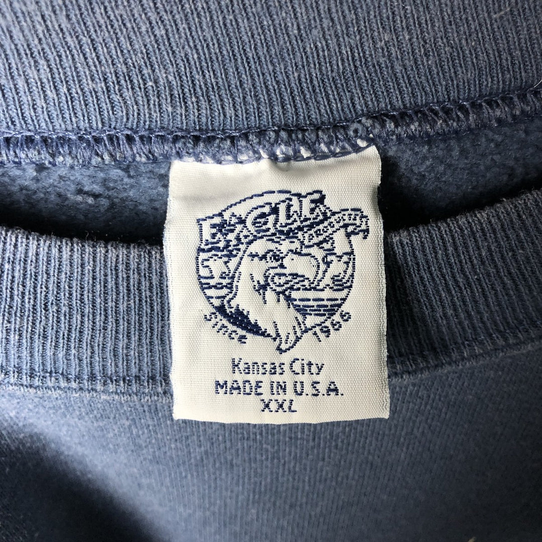 Vintage 90'S EAGLE print sweatshirt, made in the USA, men's size XXL cotton Blue type light blue Vintage Second Hand