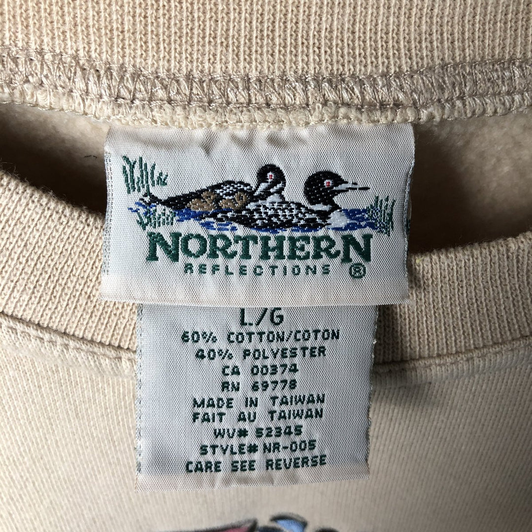 Vintage 90'S NORTHERN sweatshirt, size L, men's cotton Beige type Vintage Second Hand