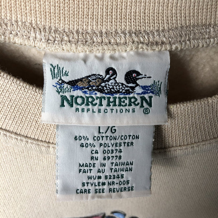Vintage 90'S NORTHERN sweatshirt, size L, men's cotton Beige type Vintage Second Hand