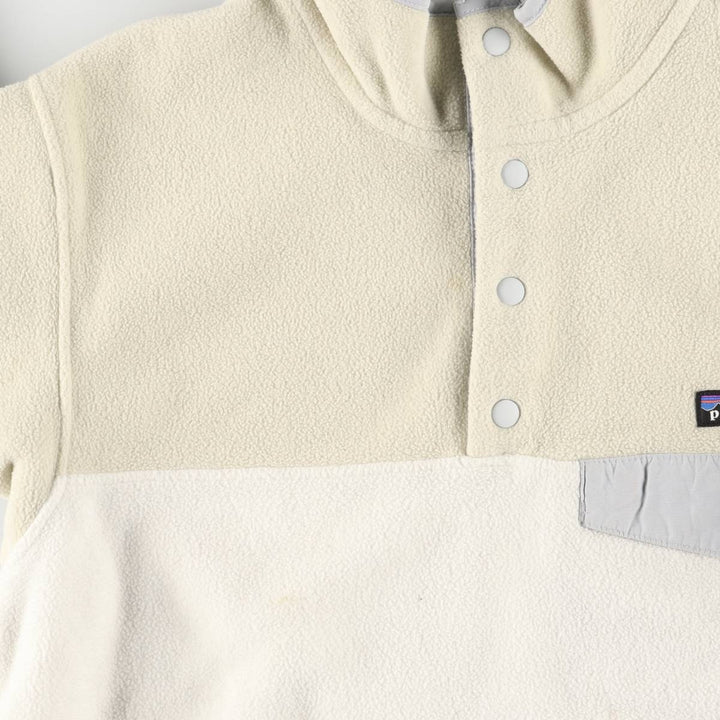 Patagonia Lightweight Synchilla Snap Tee (25455FA15) - Half-Snap Fleece Pullover, Women's Size L polyester white type Vintage Second Hand