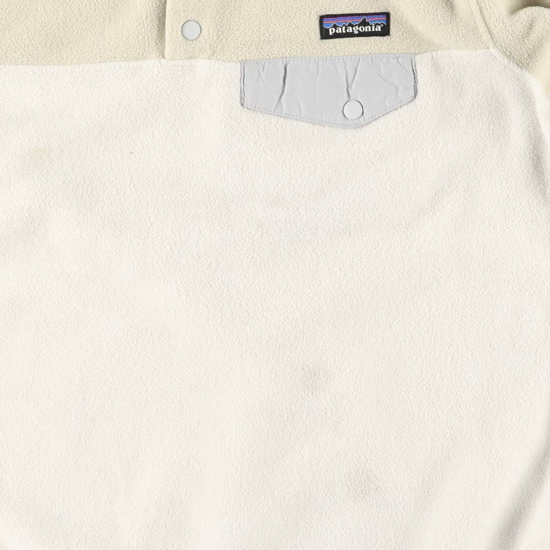 Patagonia Lightweight Synchilla Snap Tee (25455FA15) - Half-Snap Fleece Pullover, Women's Size L polyester white type Vintage Second Hand
