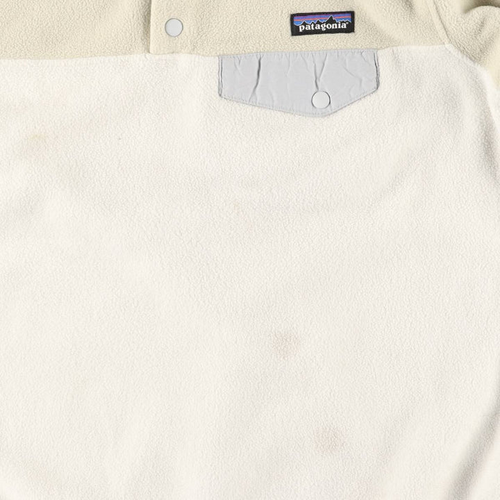 Patagonia Lightweight Synchilla Snap Tee (25455FA15) - Half-Snap Fleece Pullover, Women's Size L polyester white type Vintage Second Hand